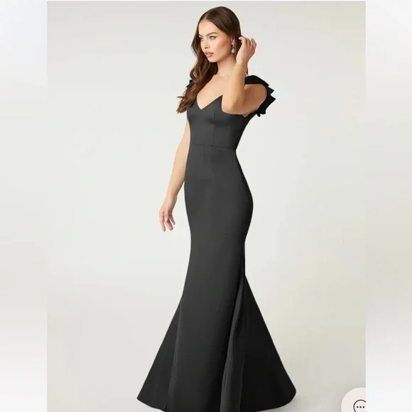 Azazie Vero Black Maxi Dress 16 NWT - Picture 4 of 7